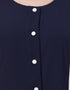Trendy Contrast Band At Bottom And Sleeve Front Open Tunic Navy Blue