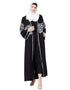 Arabic Front Open Sleeve and Front Embroidered Abaya Black