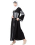 Arabic Front Open Sleeve and Front Embroidered Abaya Black