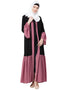 Women Front Open Contrast Bottom And Bell Sleeve Abaya Black