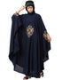 Muslimah Center Embroidered Irani Kaftan Navy Blue
