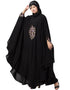 Chic Center Embroidered Irani Kaftan Black