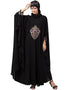 Chic Center Embroidered Irani Kaftan Black