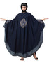 Trendy Center Embroidered with Contrast band Irani Kaftan Navy Blue