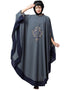 Modern Center Embroidered with Contrast band Irani Kaftan Grey