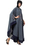 Modern Center Embroidered with Contrast band Irani Kaftan Grey