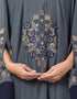 Modern Center Embroidered with Contrast band Irani Kaftan Grey