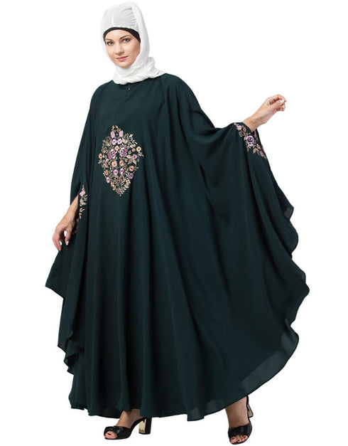 Dubai Center Embroidered Irani Kaftan Green
