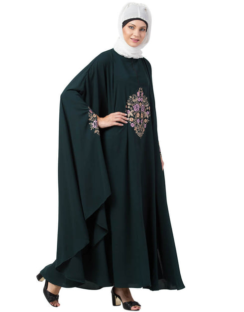 Dubai Center Embroidered Irani Kaftan Green