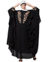 Muslim Neck Embroidered Irani Kaftan Black