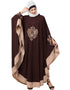 Modest Center Embroidered with Contrast band Irani Kaftan Brown