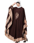 Modest Center Embroidered with Contrast band Irani Kaftan Brown