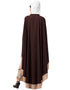 Modest Center Embroidered with Contrast band Irani Kaftan Brown