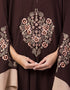 Modest Center Embroidered with Contrast band Irani Kaftan Brown