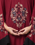 Islamic Center Embroidered with Contrast band Irani Kaftan Maroon