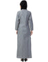 Women Front open Printed Denim Abaya Grey