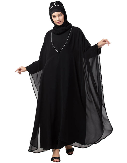 Muslimah Dabble layer kaftan cum Abaya Black