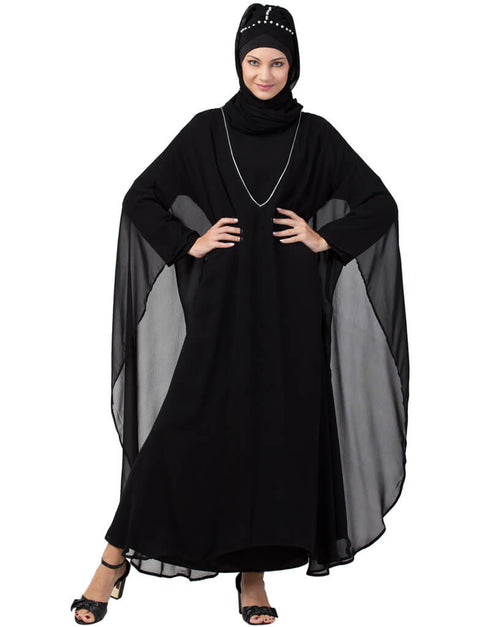 Muslimah Dabble layer kaftan cum Abaya Black