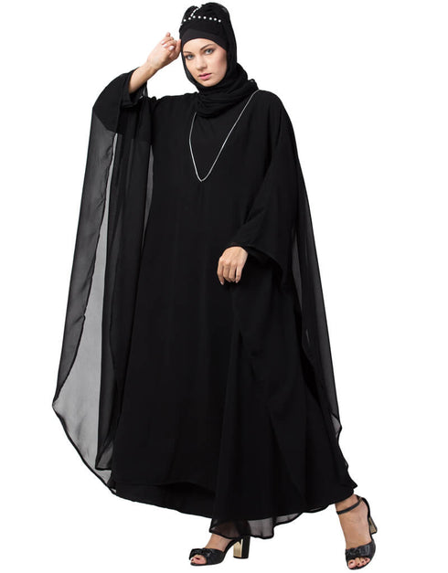 Muslimah Dabble layer kaftan cum Abaya Black