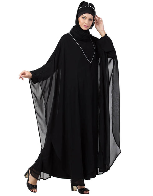 Muslimah Dabble layer kaftan cum Abaya Black