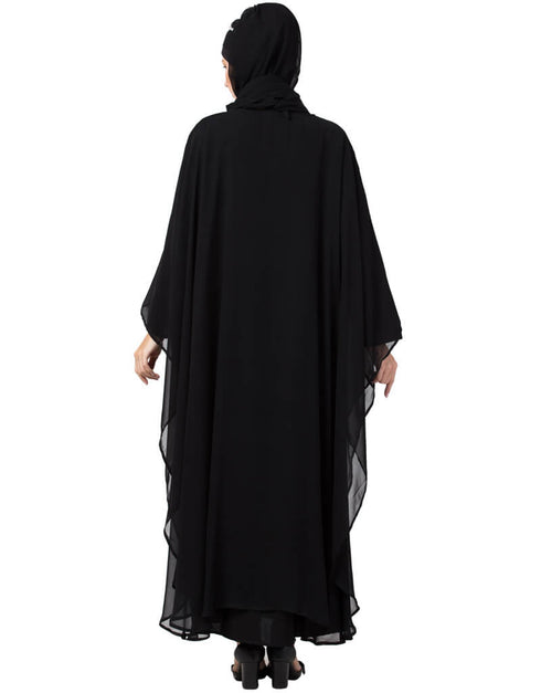 Muslimah Dabble layer kaftan cum Abaya Black