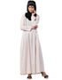 Chic contrast piping gather at waist flare Abaya Light Pink