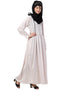 Chic contrast piping gather at waist flare Abaya Light Pink