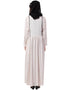 Chic contrast piping gather at waist flare Abaya Light Pink