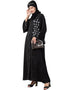 Trendy Front open Hand embroidered Nida Dubai Kaftan Black