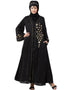 Modern Front open Hand embroidered Nida Dubai Kaftan Black