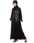 Modern Front open Hand embroidered Nida Dubai Kaftan Black