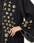 Modern Front open Hand embroidered Nida Dubai Kaftan Black