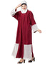 Women Bottom and Sleeve Embroidered Fabric With Extra Jacket at Front Abaya Maroon
