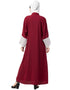 Women Bottom and Sleeve Embroidered Fabric With Extra Jacket at Front Abaya Maroon
