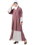 Muslimah Bottom and Sleeve Embroidered Fabric With Extra Jacket at Front Abaya Pink