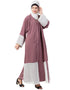 Muslimah Bottom and Sleeve Embroidered Fabric With Extra Jacket at Front Abaya Pink