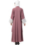 Muslimah Bottom and Sleeve Embroidered Fabric With Extra Jacket at Front Abaya Pink