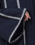 Trendy Front Open With Embroidered Hijab Kaftan Nacy Blue