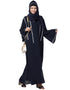 Trendy Front Open With Embroidered Hijab Kaftan Nacy Blue