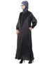 Muslim Diamond Beads Front open Abaya Dark Grey