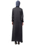 Muslim Diamond Beads Front open Abaya Dark Grey