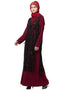 Arabic Two Piece Diamond cut fully Beaded Front and Back Party Abaya Black