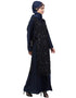 Women Two Piece Diamond cut fully Beaded Front and Back Party Abaya Black