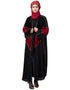 Muslimah Velvet contrast triangle front open Dubai Kaftan Black