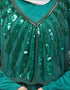 Chic Two Piece Butterfly sleeve Fully Beaded Abaya Green