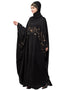 Trendy Hand work across front Antique Brass embroidery Nida Kaftan Black