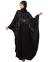 Trendy Hand work across front Antique Brass embroidery Nida Kaftan Black