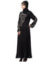 Modern Stone hand work at front and sleeve A line Abaya Black