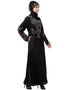 Modern Stone hand work at front and sleeve A line Abaya Black