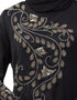 Modern Stone hand work at front and sleeve A line Abaya Black